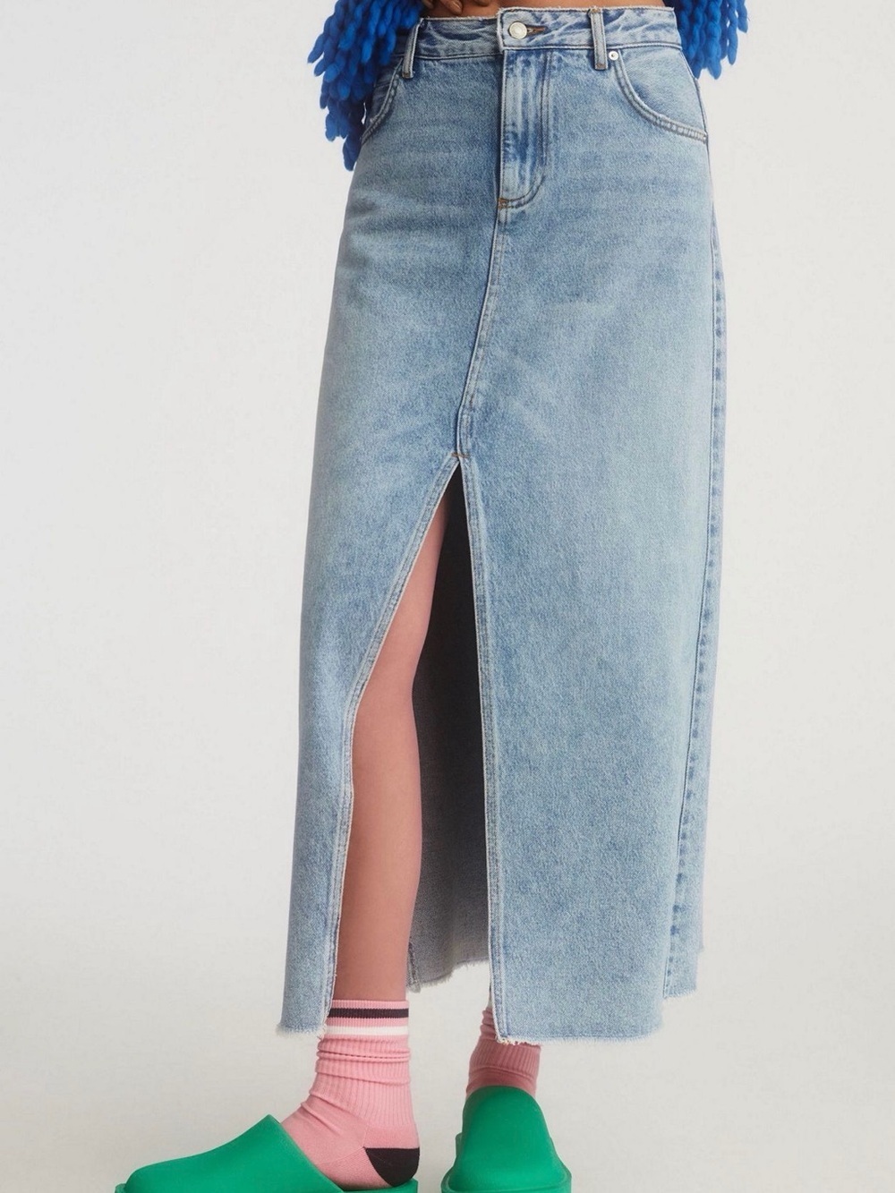 Pilcro light blue denim jacket with cream label